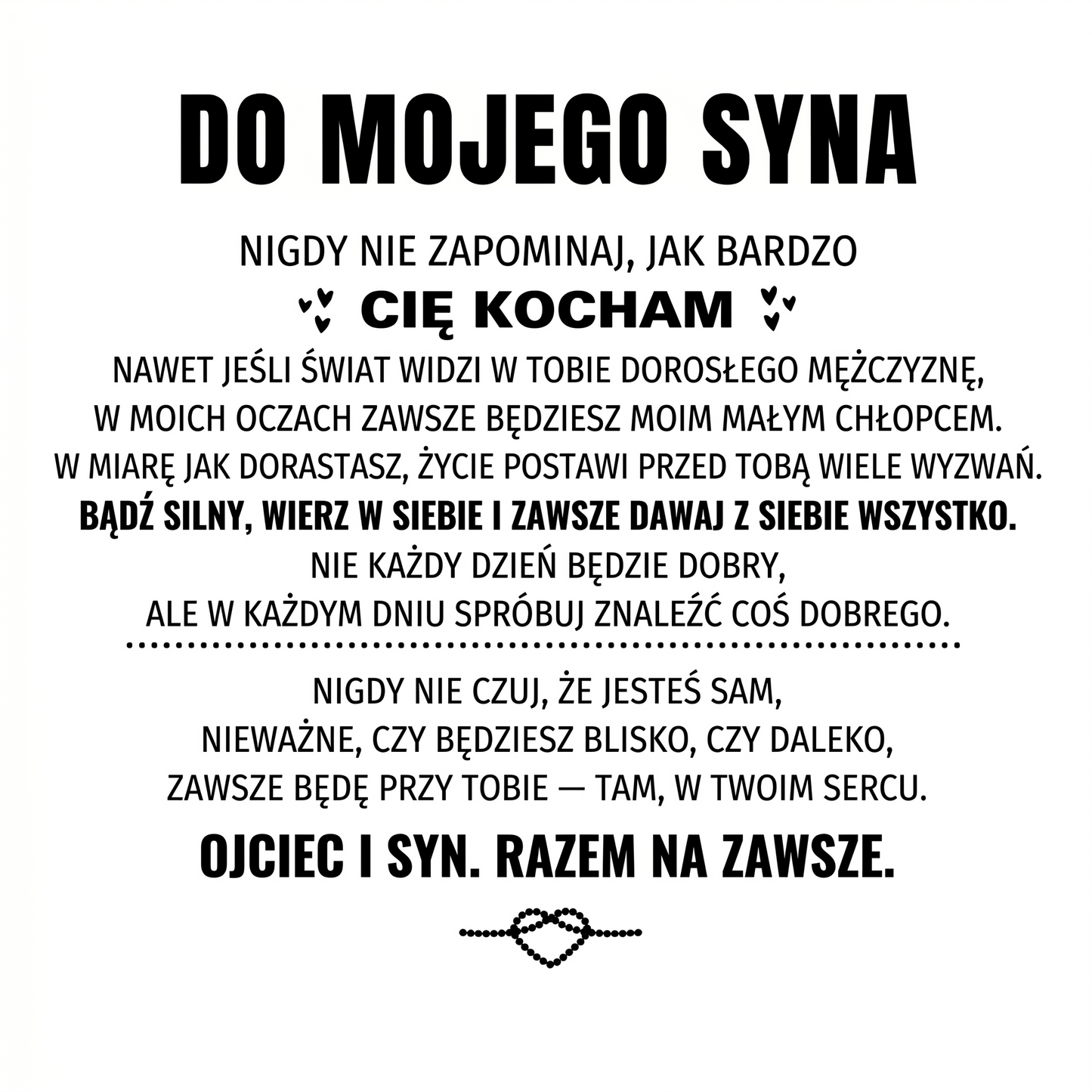 „Grawerowana bransoletka ‚Dla mojego syna‘“
