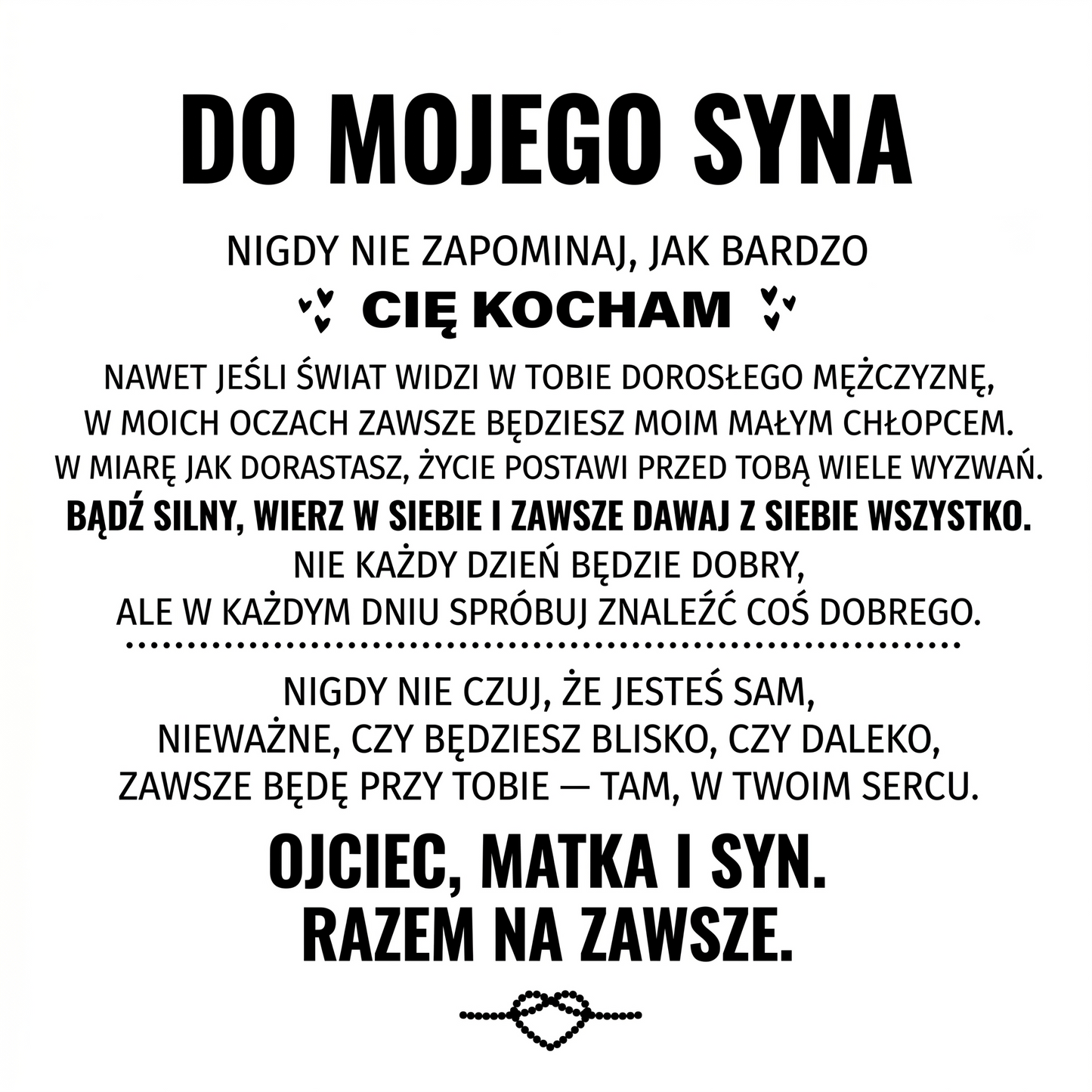 „Grawerowana bransoletka ‚Dla mojego syna‘“